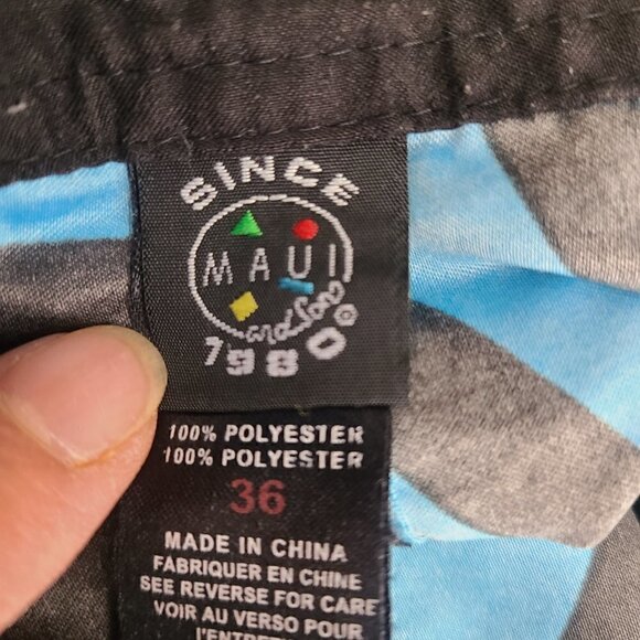 Maui and Sons Blue Black Geo Rippers Boardshorts Size 36 - Picture 7 of 7